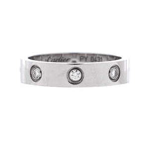 Cartier Love Wedding Band 8 Diamonds Ring 18K White Gold with Diamonds